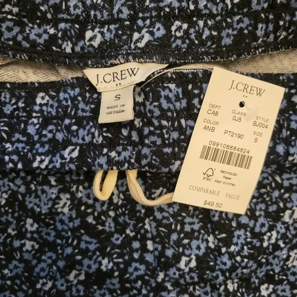 J. Crew Factory - Blue floral cotton comfort terry short - Size Small